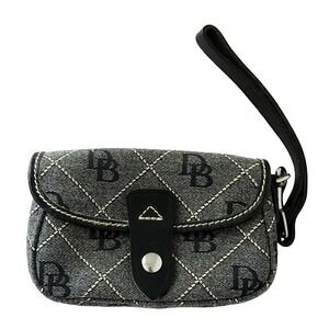 Dooney & Bourke Gray &‎ Black Signature Jacquard Flap Wristlet Pouch / Wallet